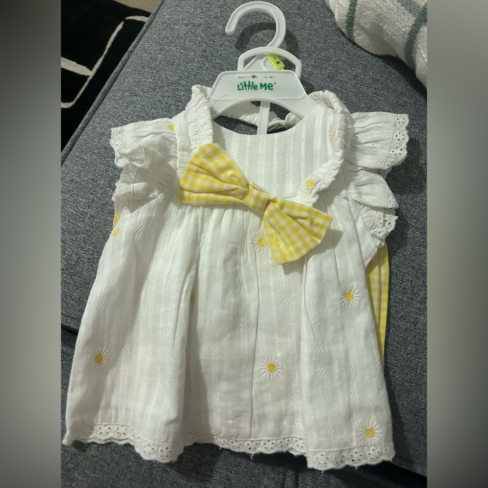Little Me White and Yellow Kids Matching Set